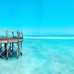 gray wooden dock under clear blue sky